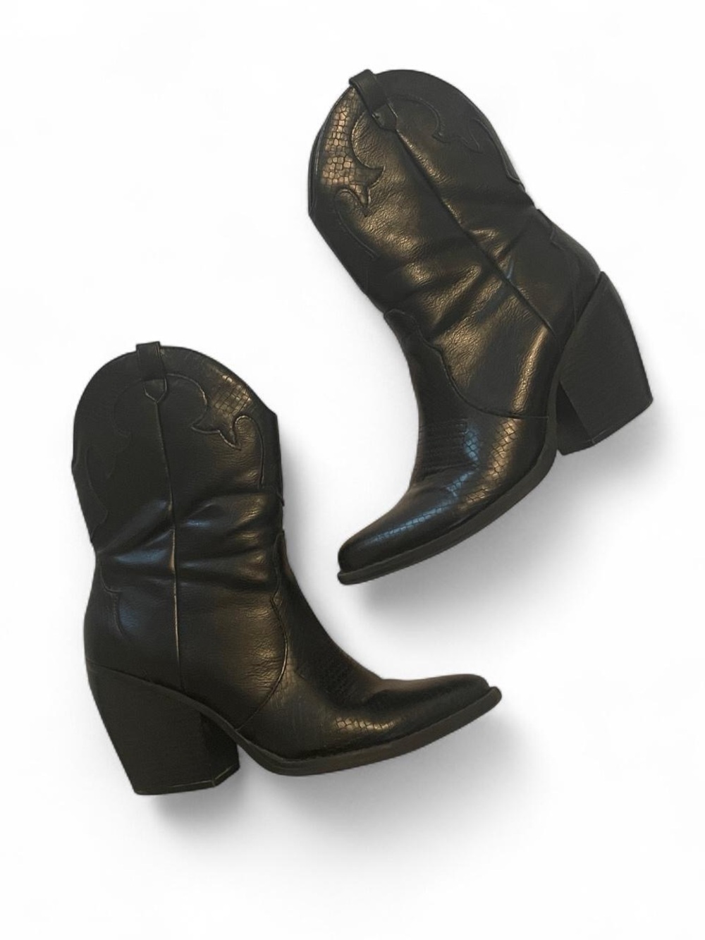 Mix No. 6 Black leather cowboy boots Y2K Western